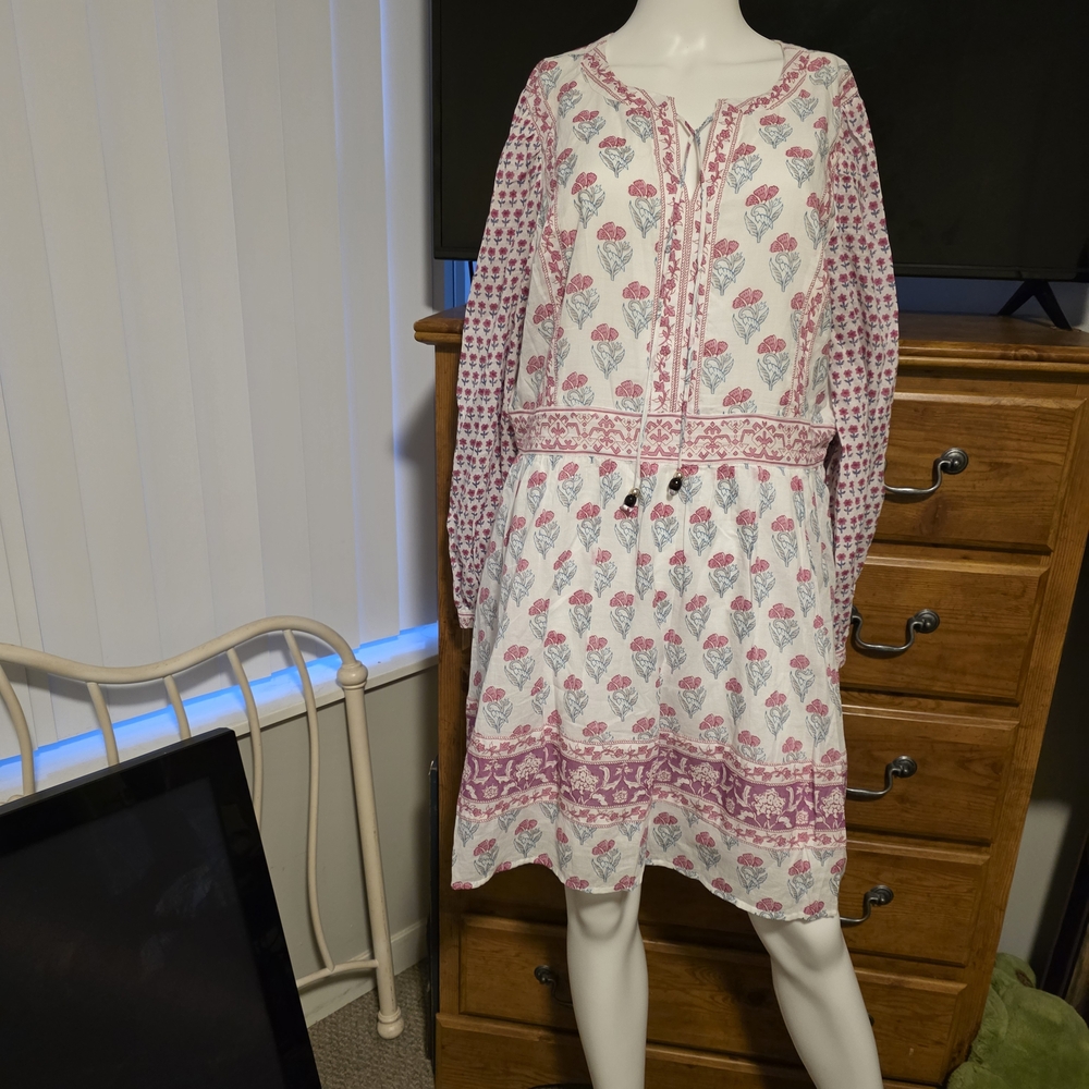 Haute Hippie White and Cream Casual Sundress with Crew Neck